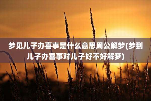 梦见儿子办喜事是什么意思周公解梦(梦到儿子办喜事对儿子好不好解梦)