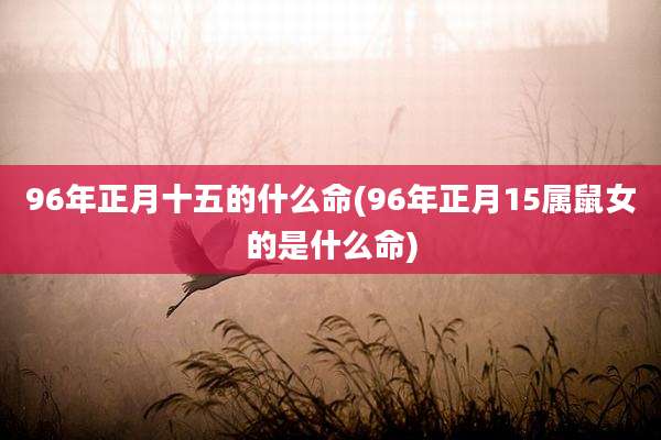 96年正月十五的什么命(96年正月15属鼠女的是什么命)