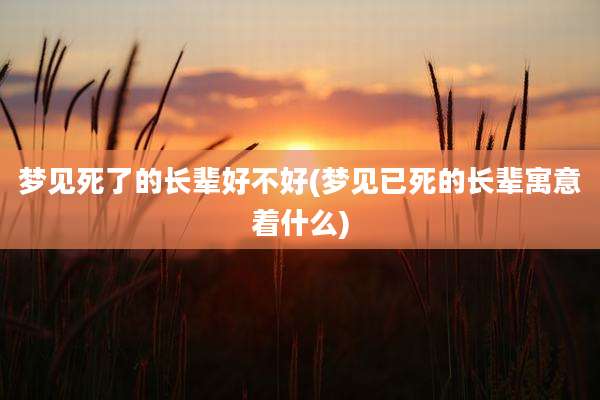 梦见死了的长辈好不好(梦见已死的长辈寓意着什么)