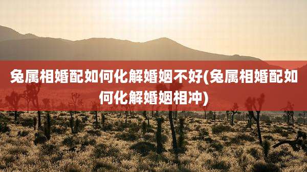 兔属相婚配如何化解婚姻不好(兔属相婚配如何化解婚姻相冲)