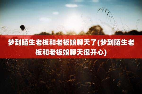 梦到陌生老板和老板娘聊天了(梦到陌生老板和老板娘聊天很开心)