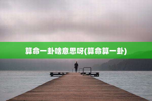 算命一卦啥意思呀(算命算一卦)