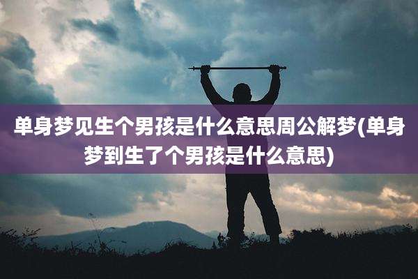 单身梦见生个男孩是什么意思周公解梦(单身梦到生了个男孩是什么意思)