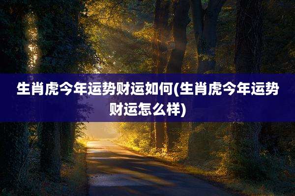 生肖虎今年运势财运如何(生肖虎今年运势财运怎么样)