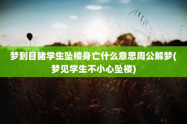 梦到目睹学生坠楼身亡什么意思周公解梦(梦见学生不小心坠楼)