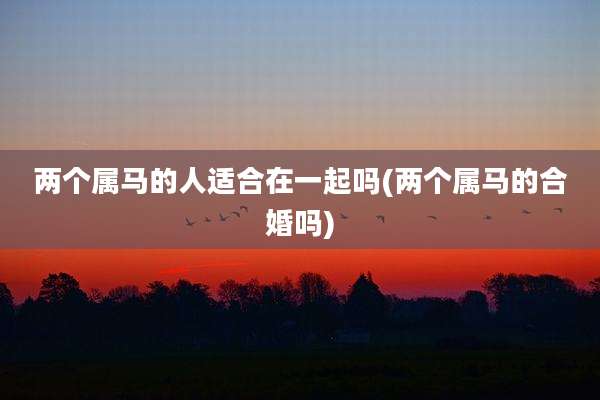 两个属马的人适合在一起吗(两个属马的合婚吗)