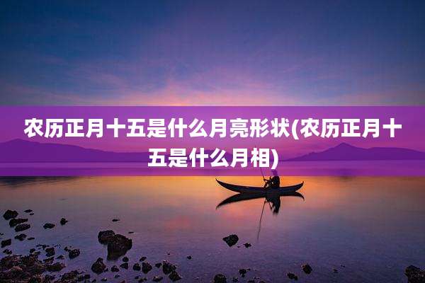 农历正月十五是什么月亮形状(农历正月十五是什么月相)