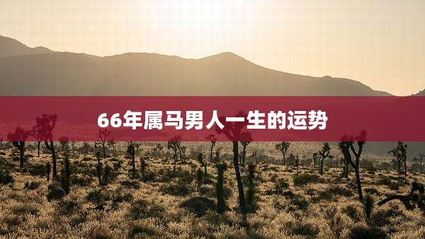 66年属马男人一生的运势