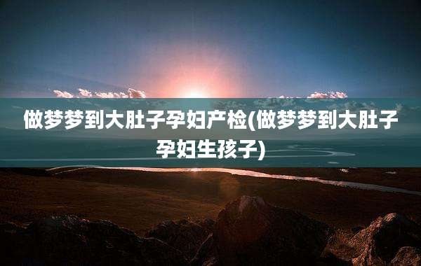 做梦梦到大肚子孕妇产检(做梦梦到大肚子孕妇生孩子)