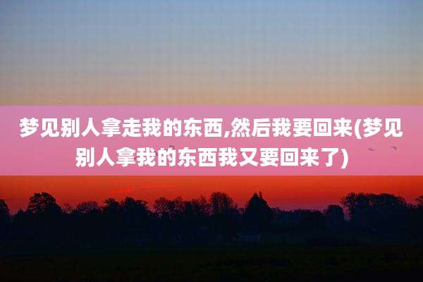 梦见别人拿走我的东西,然后我要回来(梦见别人拿我的东西我又要回来了)
