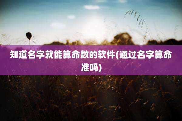 知道名字就能算命数的软件(通过名字算命准吗)