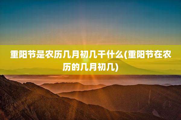 重阳节是农历几月初几干什么(重阳节在农历的几月初几)
