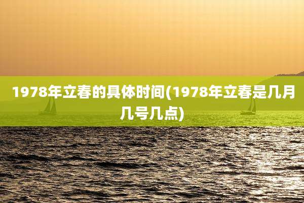 1978年立春的具体时间(1978年立春是几月几号几点)