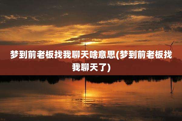 梦到前老板找我聊天啥意思(梦到前老板找我聊天了)