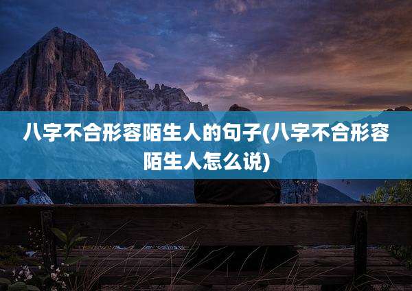 八字不合形容陌生人的句子(八字不合形容陌生人怎么说)