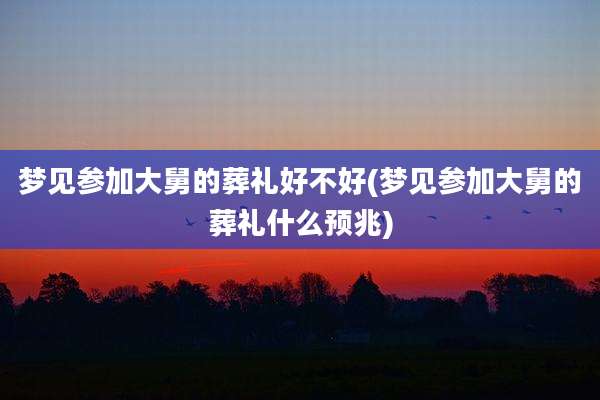 梦见参加大舅的葬礼好不好(梦见参加大舅的葬礼什么预兆)