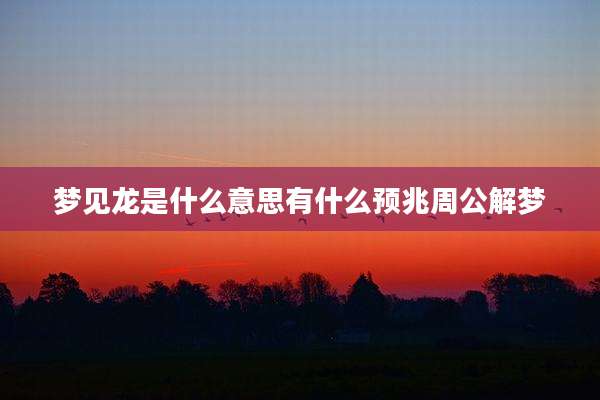 梦见龙是什么意思有什么预兆周公解梦
