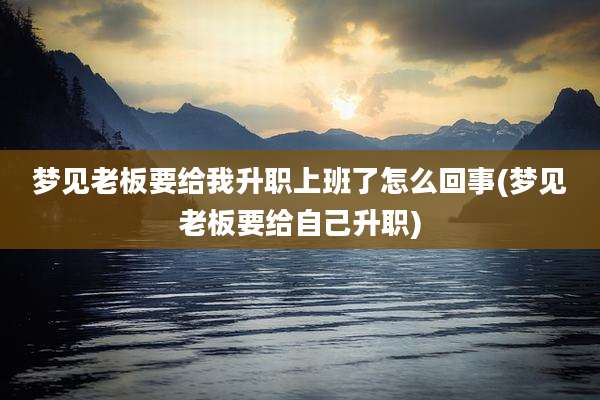 梦见老板要给我升职上班了怎么回事(梦见老板要给自己升职)