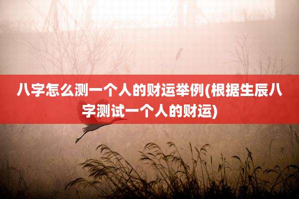 八字怎么测一个人的财运举例(根据生辰八字测试一个人的财运)