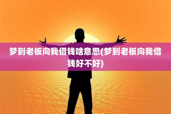 梦到老板向我借钱啥意思(梦到老板向我借钱好不好)