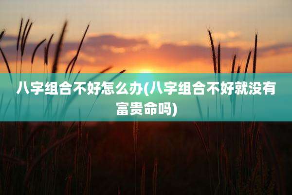 八字组合不好怎么办(八字组合不好就没有富贵命吗)