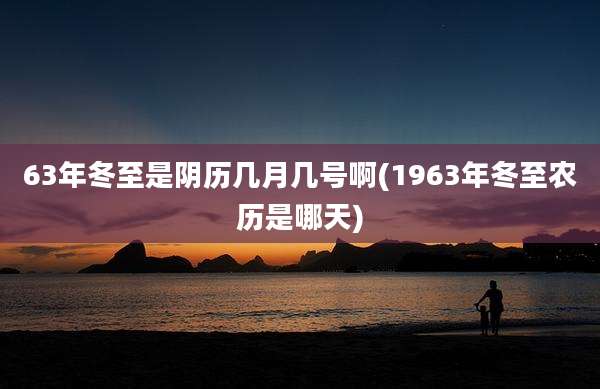 63年冬至是阴历几月几号啊(1963年冬至农历是哪天)