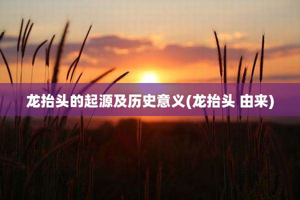 龙抬头的起源及历史意义(龙抬头 由来)