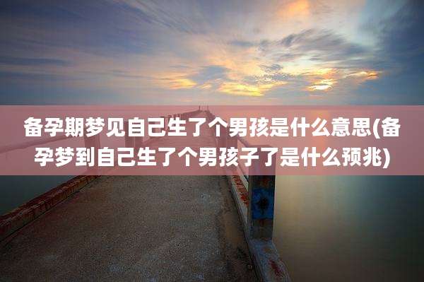 备孕期梦见自己生了个男孩是什么意思(备孕梦到自己生了个男孩子了是什么预兆)