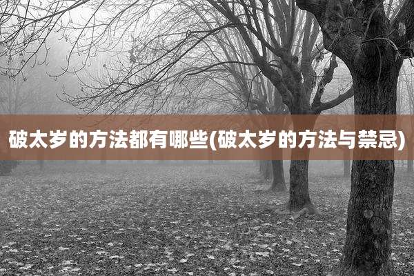 破太岁的方法都有哪些(破太岁的方法与禁忌)