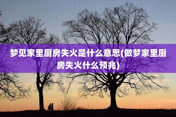 梦见家里厨房失火是什么意思(做梦家里厨房失火什么预兆)