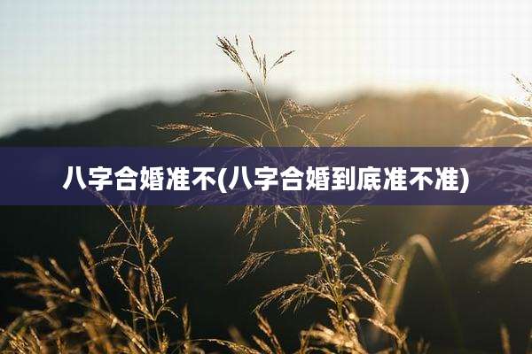 八字合婚准不(八字合婚到底准不准)