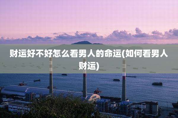 财运好不好怎么看男人的命运(如何看男人财运)