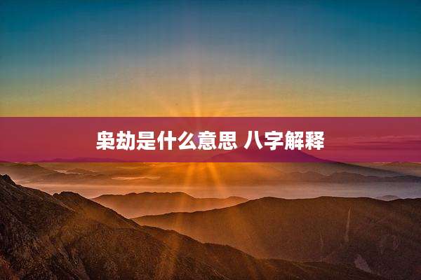 枭劫是什么意思 八字解释