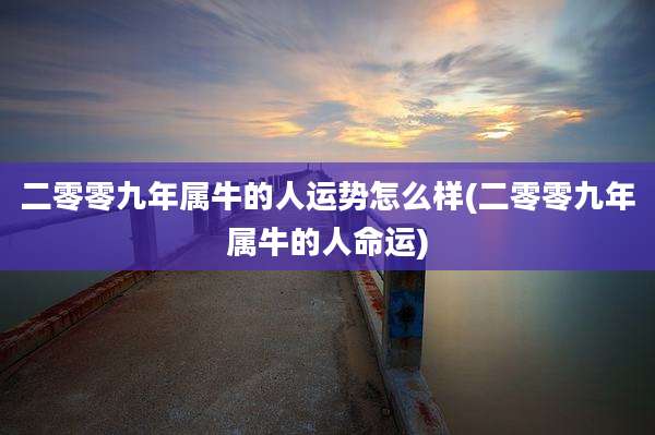 二零零九年属牛的人运势怎么样(二零零九年属牛的人命运)