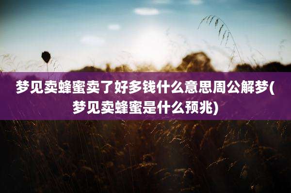 梦见卖蜂蜜卖了好多钱什么意思周公解梦(梦见卖蜂蜜是什么预兆)