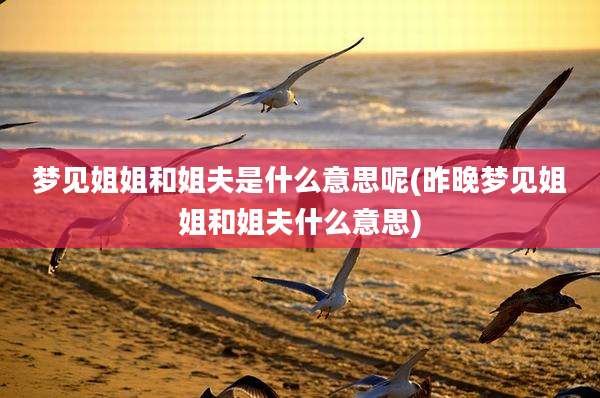 梦见姐姐和姐夫是什么意思呢(昨晚梦见姐姐和姐夫什么意思)