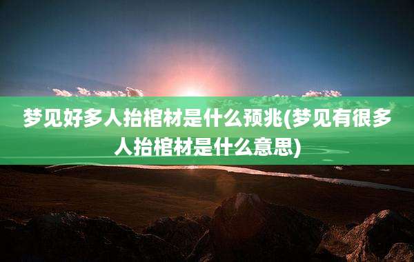 梦见好多人抬棺材是什么预兆(梦见有很多人抬棺材是什么意思)