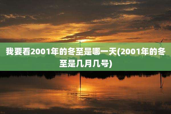 我要看2001年的冬至是哪一天(2001年的冬至是几月几号)