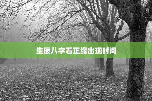 生辰八字看正缘出现时间