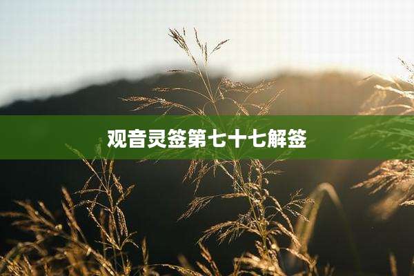 观音灵签第七十七解签