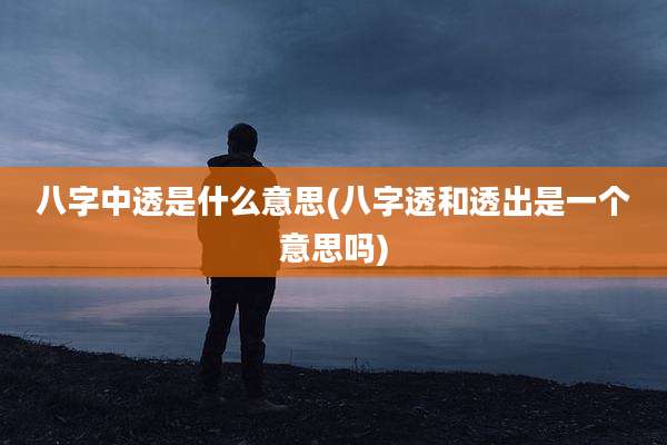 八字中透是什么意思(八字透和透出是一个意思吗)