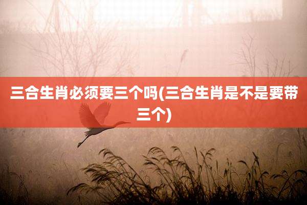 三合生肖必须要三个吗(三合生肖是不是要带三个)