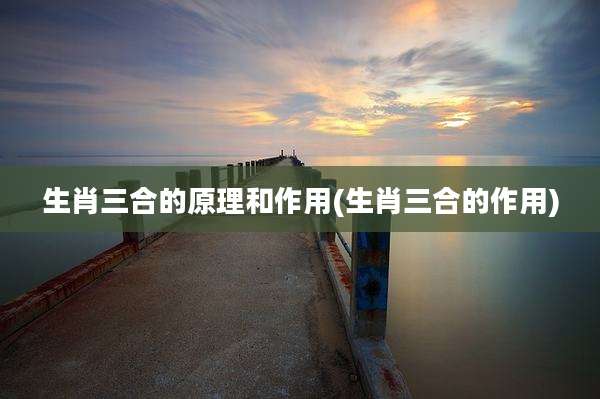 生肖三合的原理和作用(生肖三合的作用)