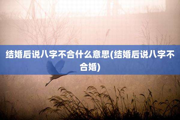 结婚后说八字不合什么意思(结婚后说八字不合婚)