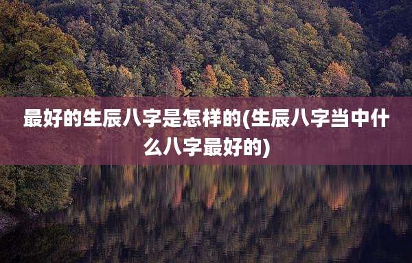 最好的生辰八字是怎样的(生辰八字当中什么八字最好的)