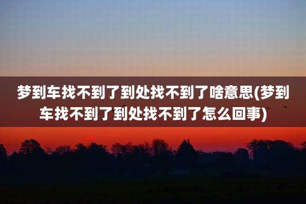 梦到车找不到了到处找不到了啥意思(梦到车找不到了到处找不到了怎么回事)