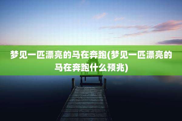 梦见一匹漂亮的马在奔跑(梦见一匹漂亮的马在奔跑什么预兆)