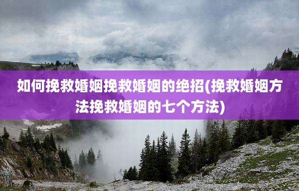 如何挽救婚姻挽救婚姻的绝招(挽救婚姻方法挽救婚姻的七个方法)