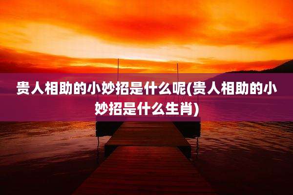 贵人相助的小妙招是什么呢(贵人相助的小妙招是什么生肖)