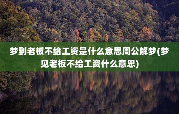 梦到老板不给工资是什么意思周公解梦(梦见老板不给工资什么意思)